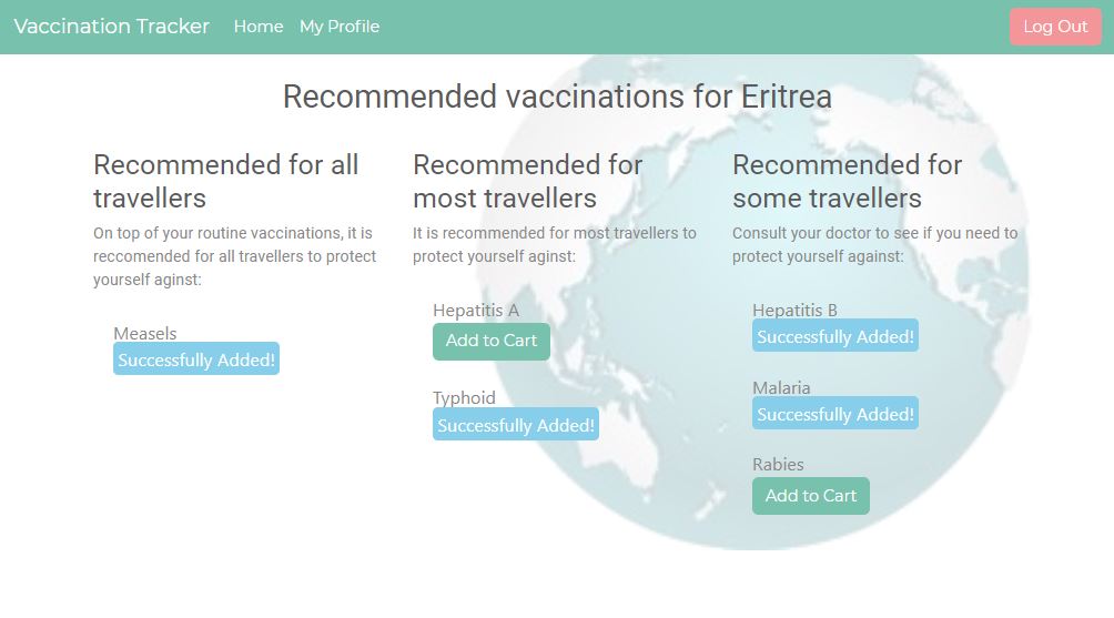 Sample of Vaccination Tracker