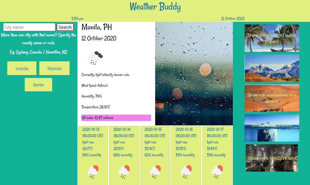 Sample of Weather Buddy